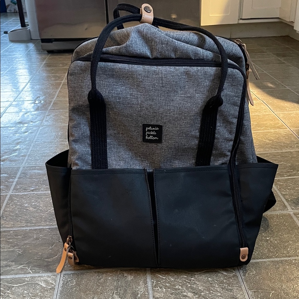 Petunia Pickle Bottom Gray and Black Diaper Bag